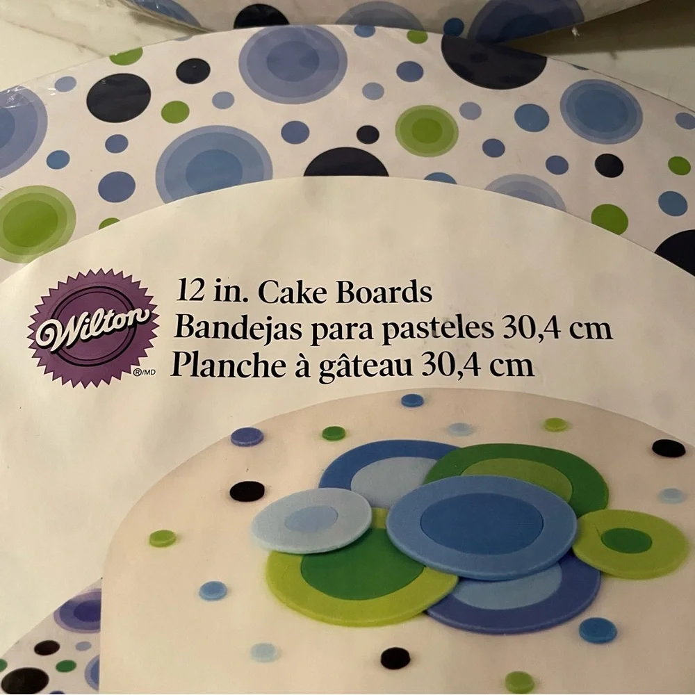 Wilton 12” Cake Boards - Blue Dot - 3 per pack - 2 packs